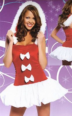 Red And White Sexy Halloween Miss Santa Mini Dress Clubwear